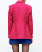 Blazer feminino rosa de tweed