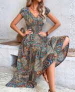 Vestido longo casual decote em V